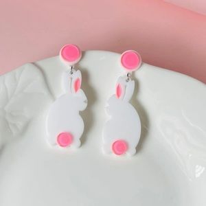 White Bunny Drop Earrings